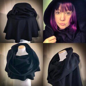 Cowl Hood Scarf Shawl Shoulder Cape Medieval Renaissance Goth Style Black